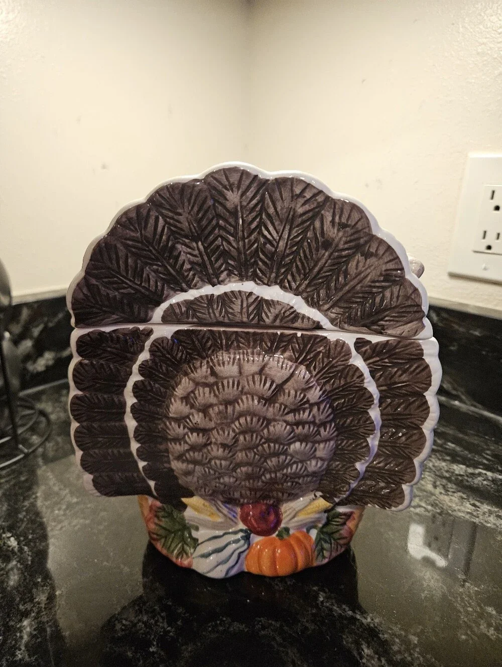 Vintage Ceramic Turkey Soup Tureen Matching Acorn Ladle Excellent Condition,